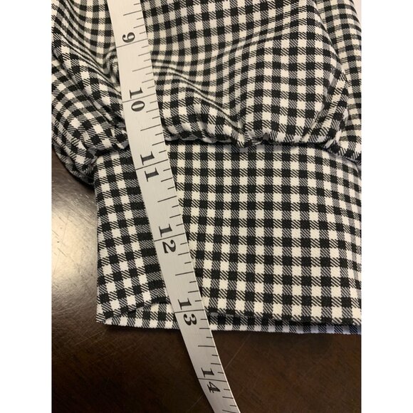 Top Shop Size 6 Gingham Plaid Puff Sleeve Midi Dress Black White - Picture 7 of 10